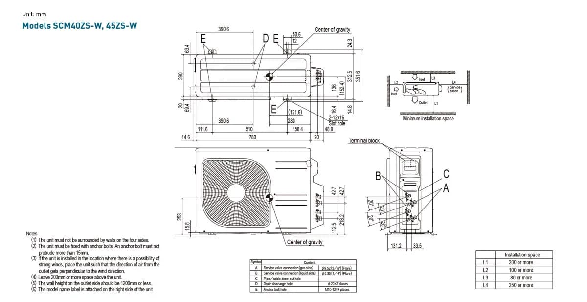Mitsubishi SCM40ZS-W Multi-split buitenunit - 4.0 kW foto 2